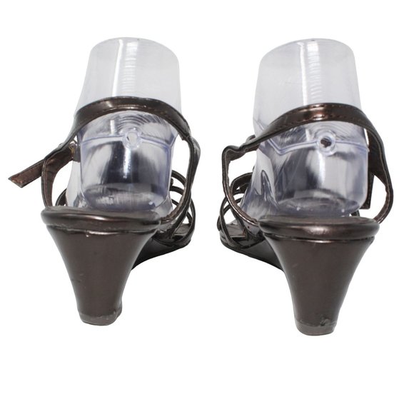 Madeline Stuart 10M Rhinestone Beaded Embellishment Black Strappy Wedge Sandals - Picture 10 of 14